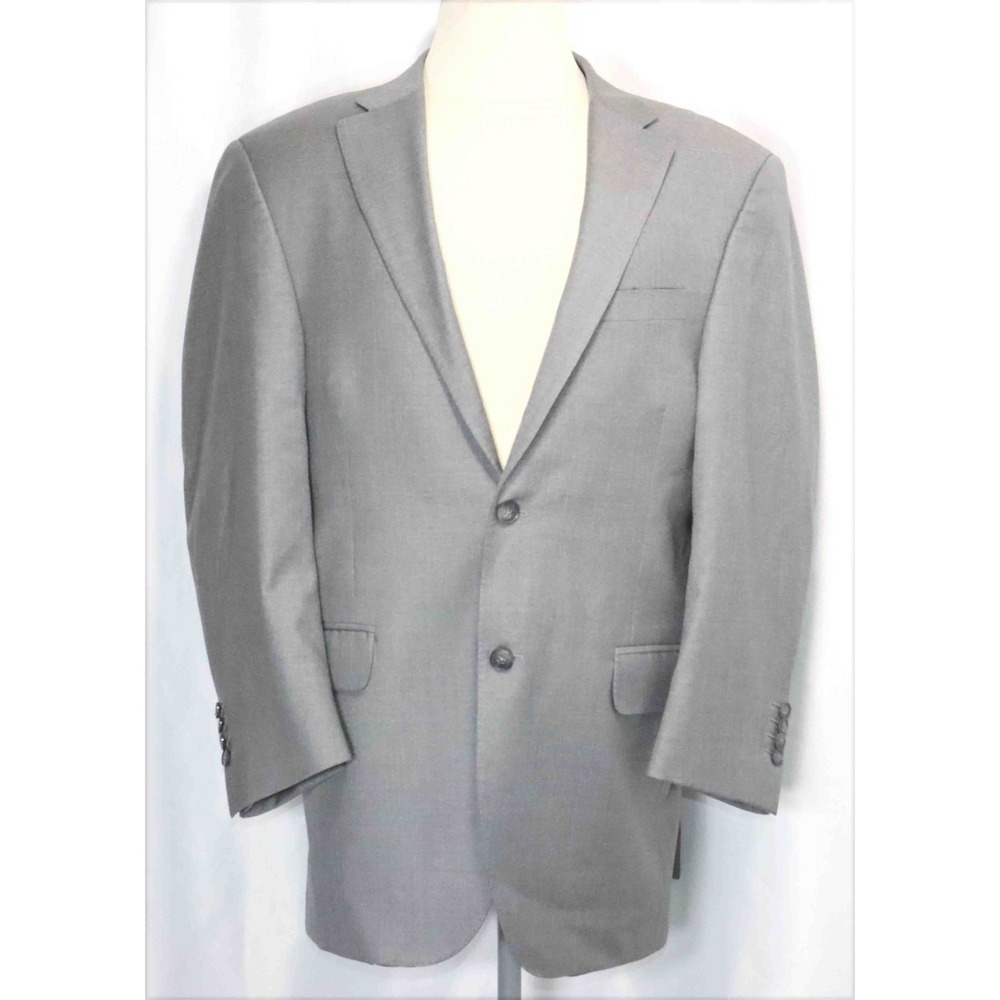 Peter Millar Gray Solid 100% Wool Two Button Jacket Sport Coat Blazer Mens 46R